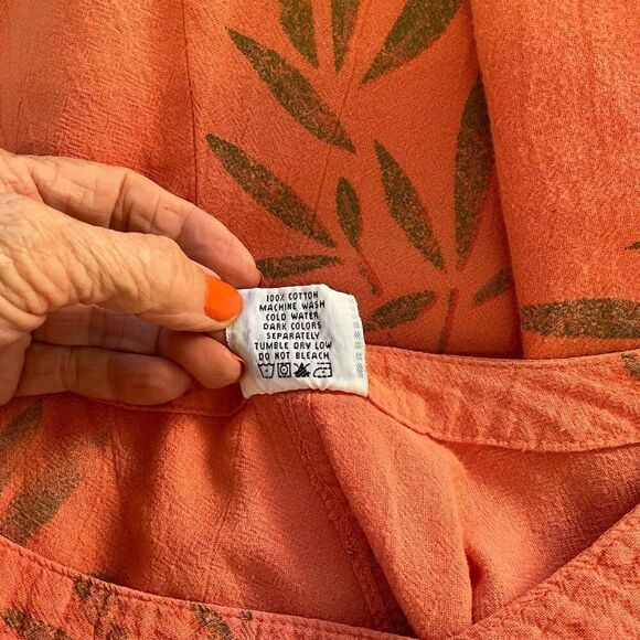 Color Me Cotton CMC Womens Size Small Mini Dress Orange Floral Short Sleeves - Picture 11 of 12